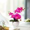 13-Inch Fuchsia Phalaenopsis Orchid Flowers in 5-Inch Round White Vase Lifelike Floral Décor for Home, Office, and Event Displays, Floral Home by Artificial Flowers